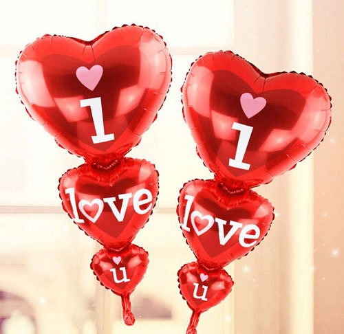 بادکنک فویلی قلب طرح آی لاو یو I Love You