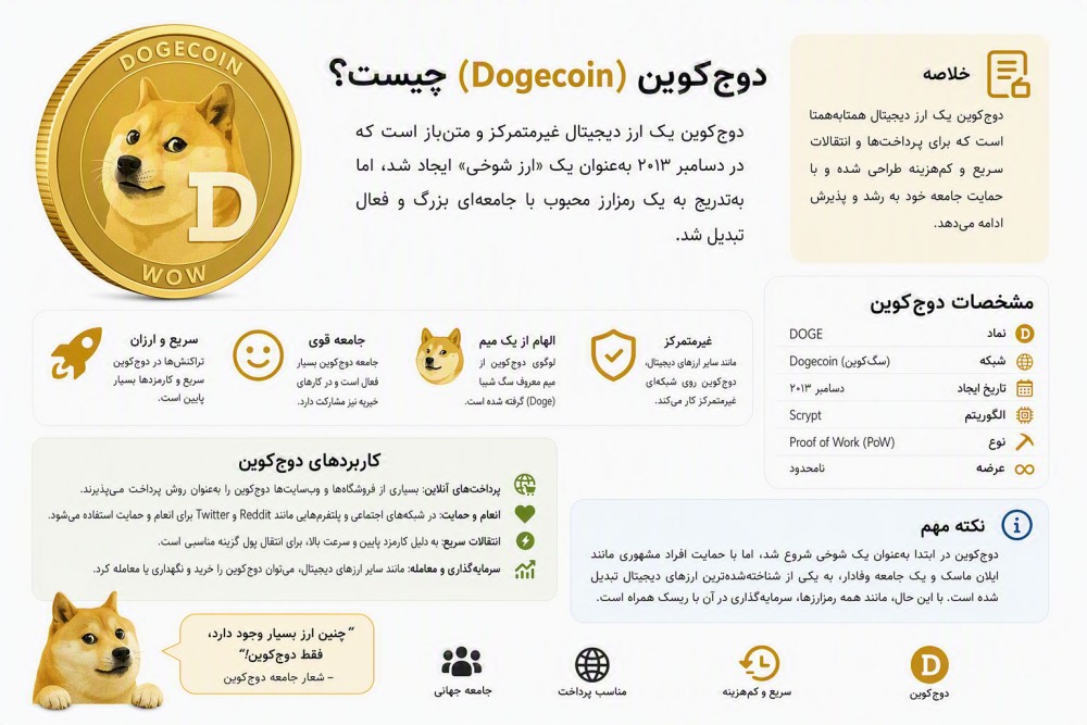 دوج کوین (Dogecoin) چیست؟ معرفی، تاریخچه و نحوه کار DOGE