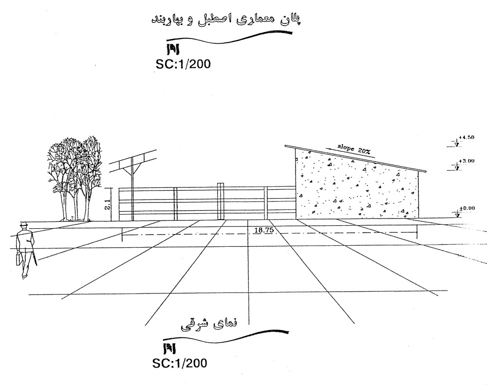 نمونه ای از پلان معماری استبل و بهاربند